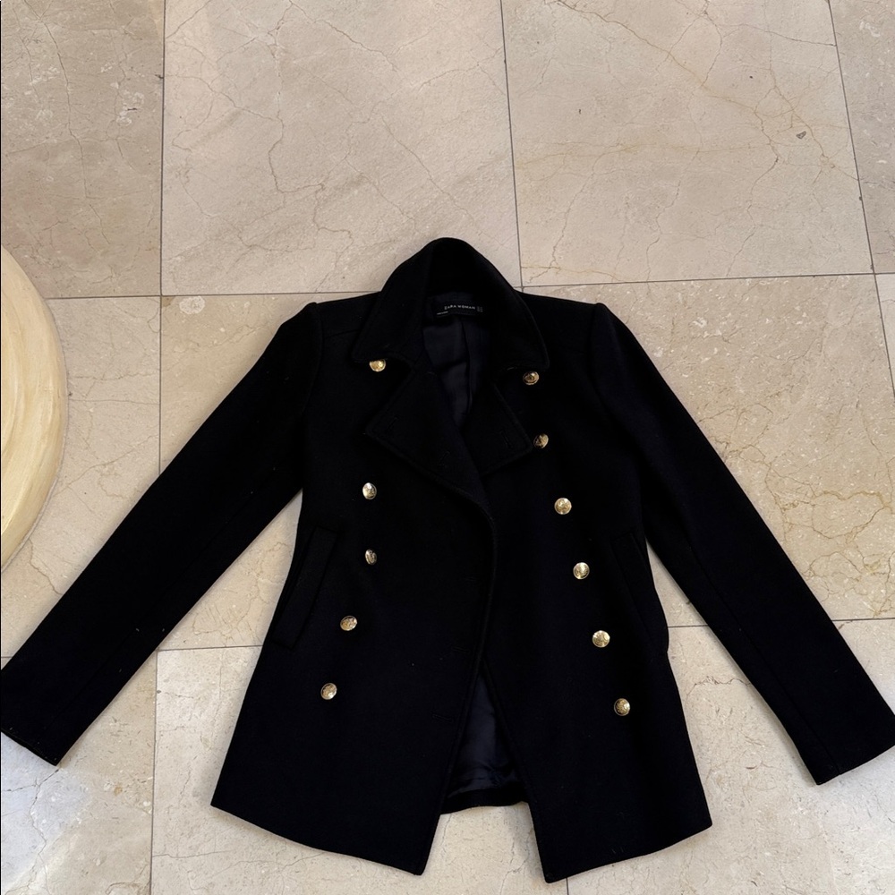 Zara pea coat dark navy blue  size XS​ - Picture 2 of 7